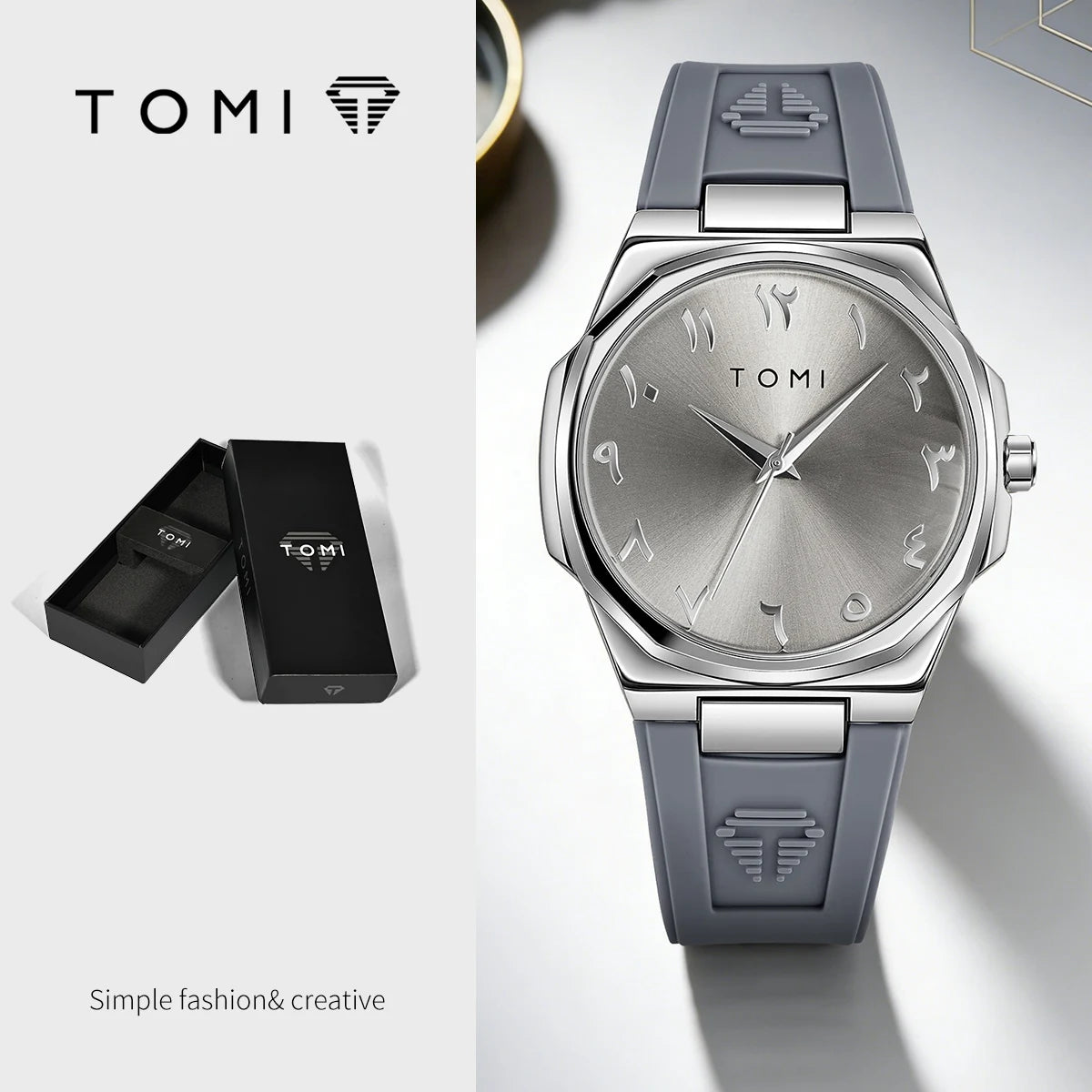 TOMI Fashion Casual Men's Quartz Watch; Adjustable Plastic Rubber Strap; Waterproof Analog Men's Wristwatch; Daily Wear