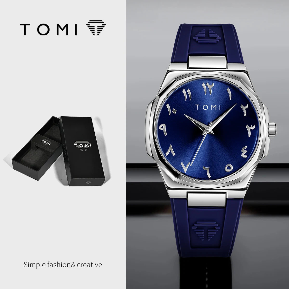 TOMI Fashion Casual Men's Quartz Watch; Adjustable Plastic Rubber Strap; Waterproof Analog Men's Wristwatch; Daily Wear