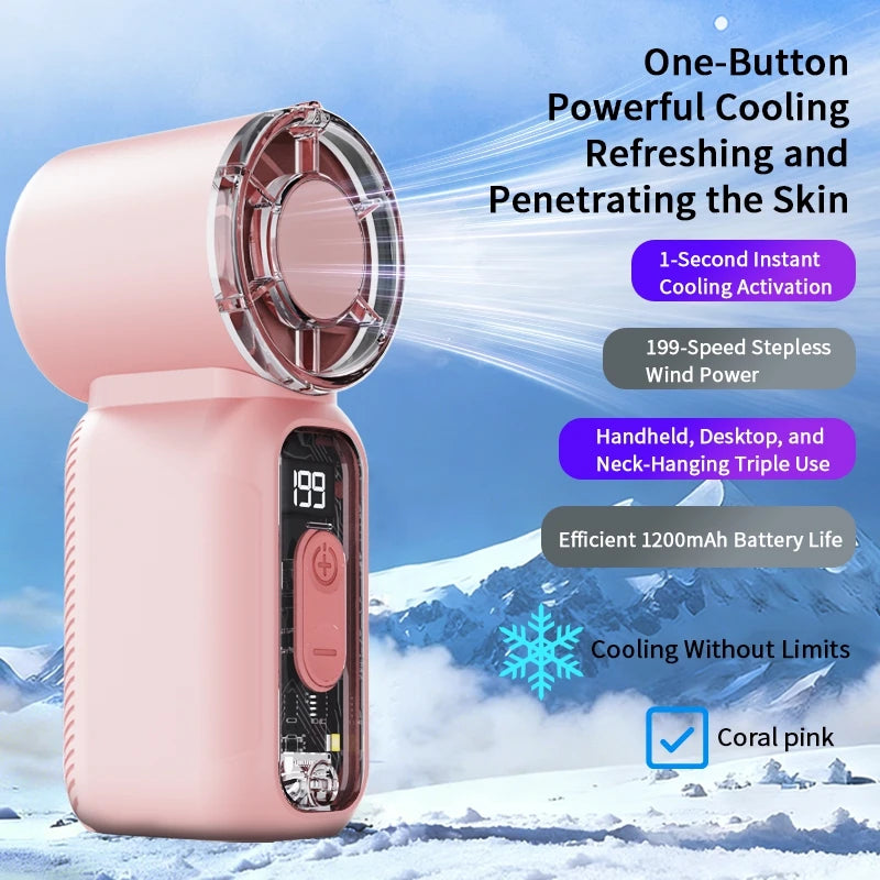 Best Selling Summer Mini Handheld Fan USB Rechargeable High Speed Powerful Wind Ultra Quiet Personal Cooling Fan with Digital