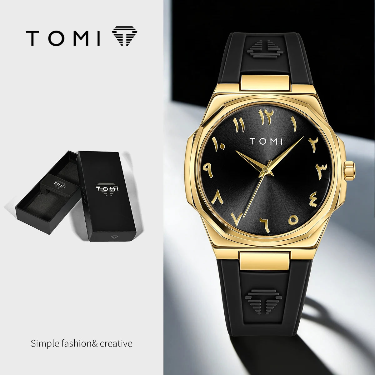 TOMI Fashion Casual Men's Quartz Watch; Adjustable Plastic Rubber Strap; Waterproof Analog Men's Wristwatch; Daily Wear