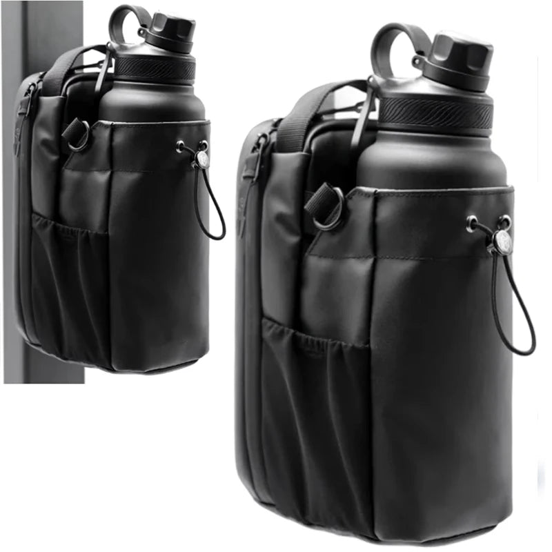Magnetic Water Bottle Bag Sling Bag for Men Women Strong Magnetic Cup Holder Pouch with Phone Pocket Gym Travel Work Sports Bag