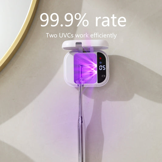 Rechargeable Portable UV Toothbrush Sterilizer Smart Screen Display Wall Mounted Disinfector Mini Sanitizing Case