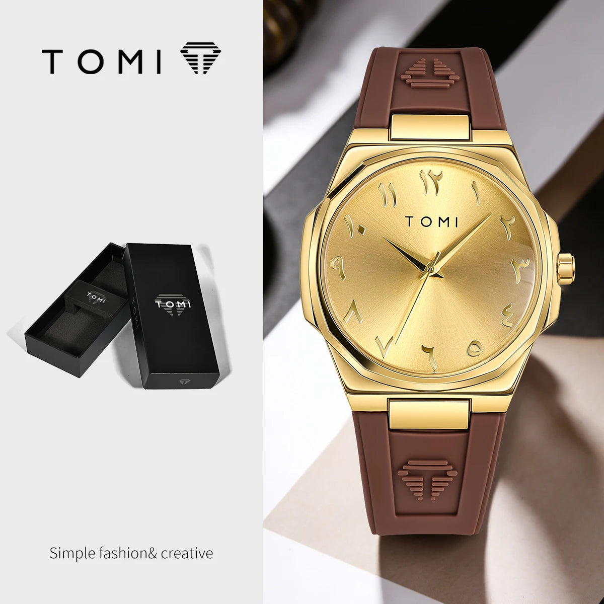 TOMI Fashion Casual Men's Quartz Watch; Adjustable Plastic Rubber Strap; Waterproof Analog Men's Wristwatch; Daily Wear