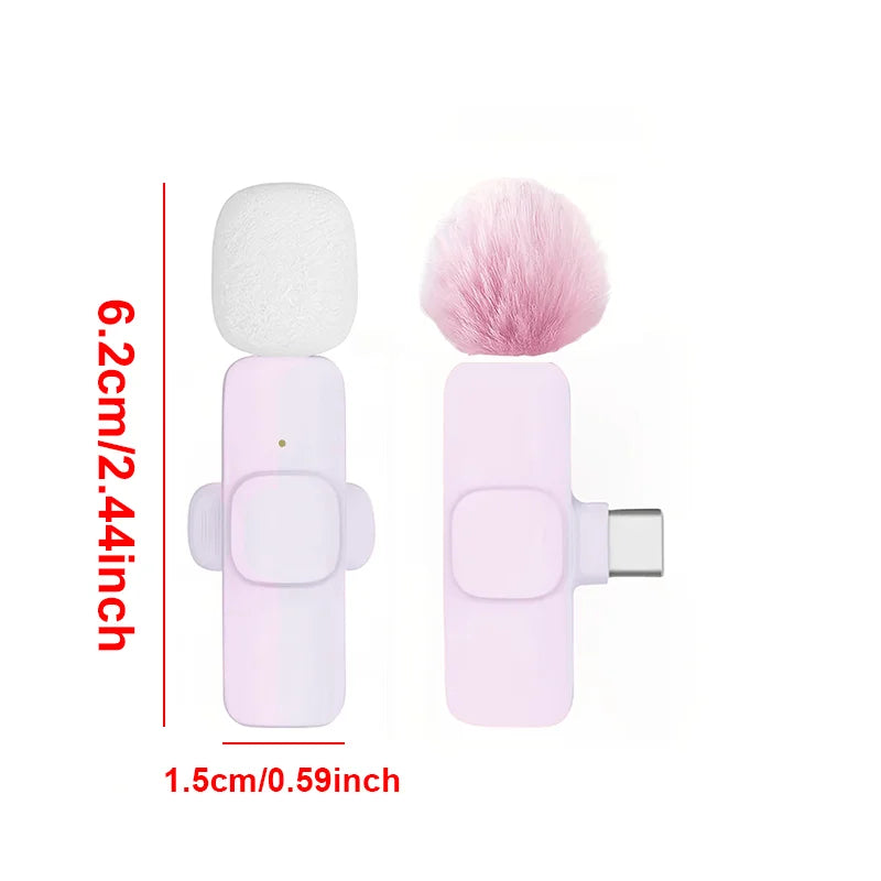 Mini Wireless Lavalier Microphone with Noise Reduction for iPhone iPad Android Video Vlog - Portable Wireless Mic