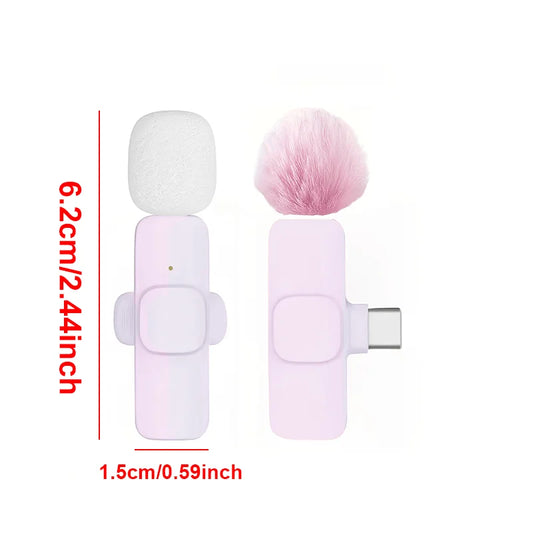 Mini Wireless Lavalier Microphone with Noise Reduction for iPhone iPad Android Video Vlog - Portable Wireless Mic