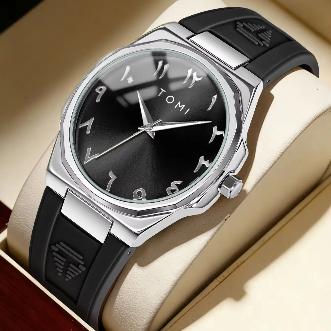 TOMI Fashion Casual Men's Quartz Watch; Adjustable Plastic Rubber Strap; Waterproof Analog Men's Wristwatch; Daily Wear