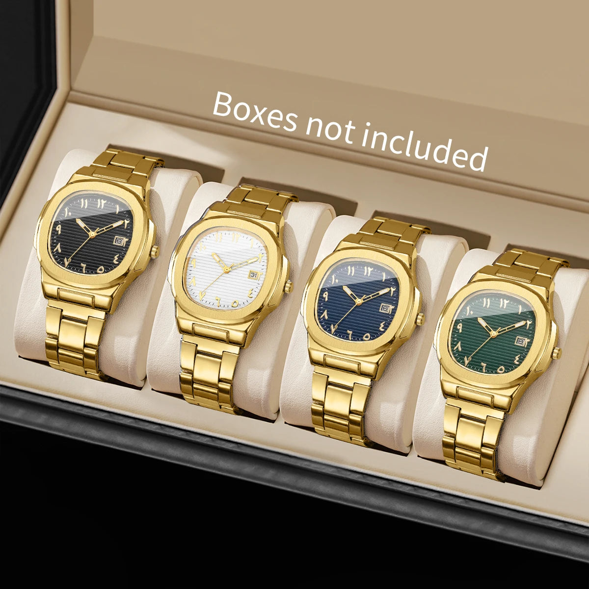 1/2/4PCS Luxury Men Business Watches Fashion Square Dial Quartz Wristwatch For Man Clock With Calendar Reloj Hombre (WithoutBox)