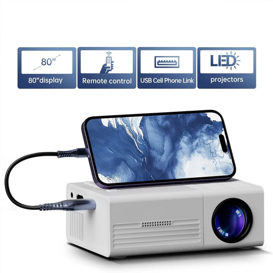 2026 Mini Home Theater Projector, Portable Video Projector,Supports Mobile Phone Projection, Suitable for TV Stick/USB/Laptop
