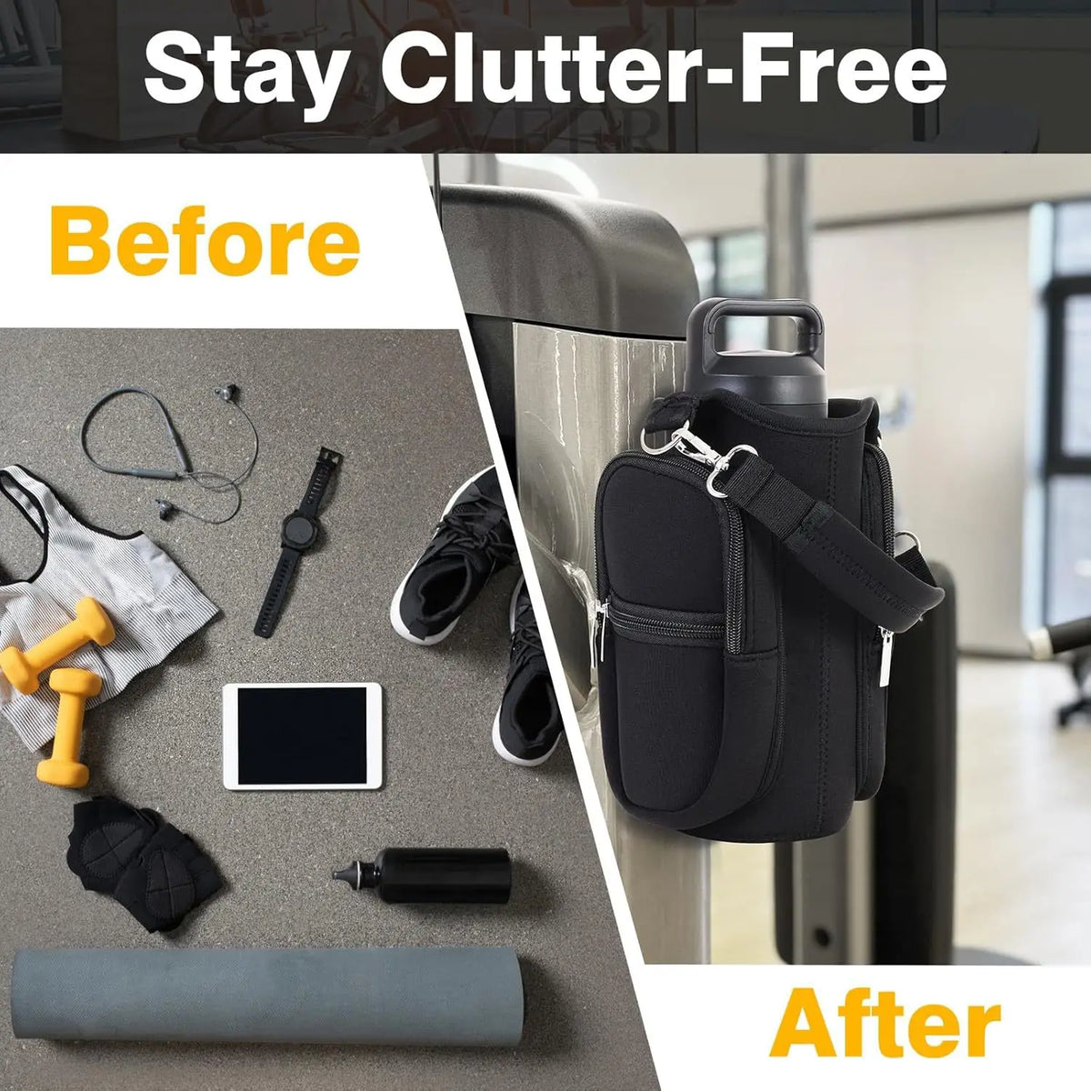 Magnetic Gym Bags for Men Women with Strap,Bag Water Bottle Holder for Travel, Work,Sports,Water Bottle Sling Bag with Pocket