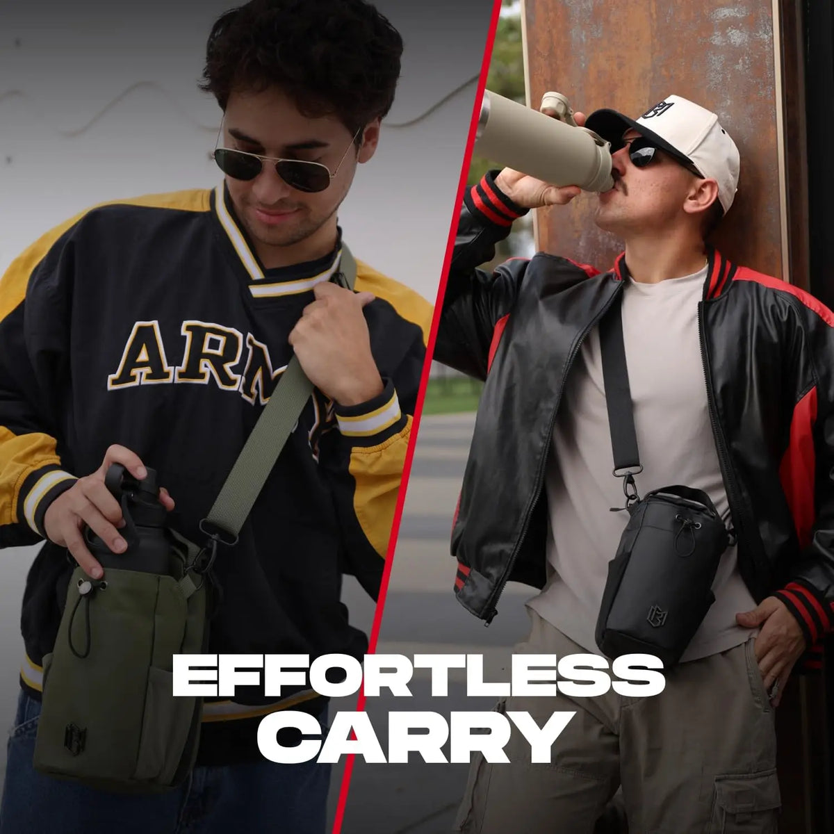 Magnetic Water Bottle Bag Sling Bag for Men Women Strong Magnetic Cup Holder Pouch with Phone Pocket Gym Travel Work Sports Bag