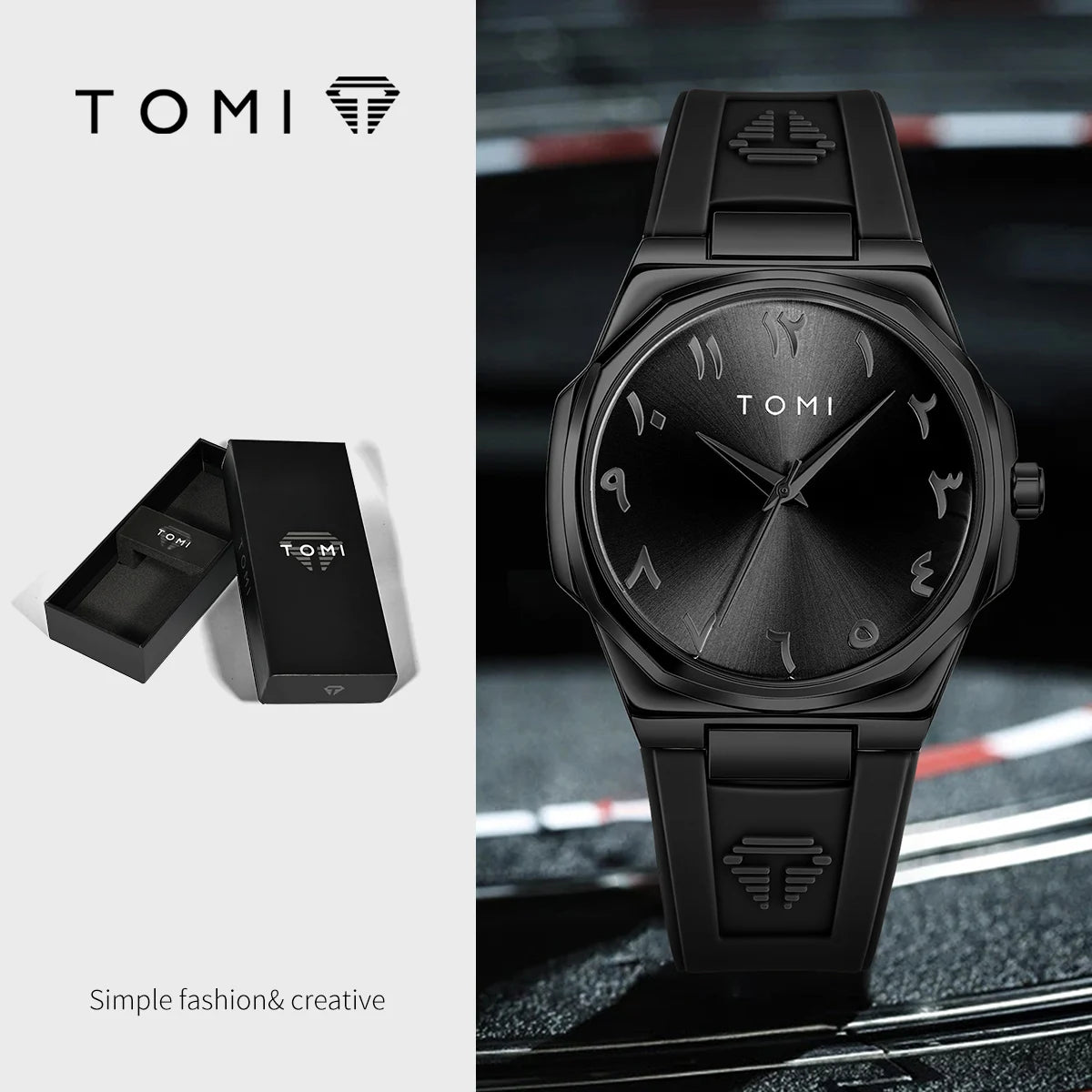 TOMI Fashion Casual Men's Quartz Watch; Adjustable Plastic Rubber Strap; Waterproof Analog Men's Wristwatch; Daily Wear