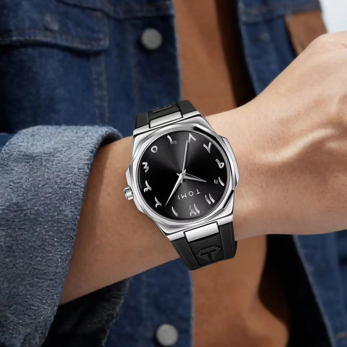 TOMI Fashion Casual Men's Quartz Watch; Adjustable Plastic Rubber Strap; Waterproof Analog Men's Wristwatch; Daily Wear